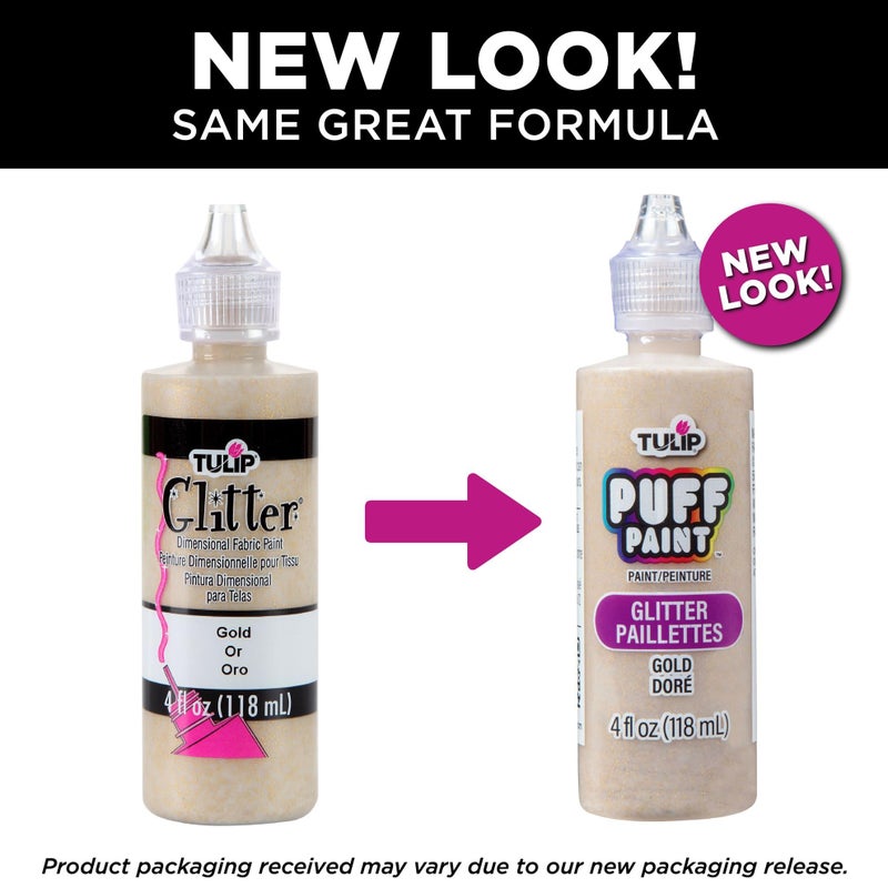 Tulip Puff Fabric Paint, Permanent Craft Paint for Clothes, DIY Projects, Notoxic, 4 fl oz 3-Pack, Glitter Gold - Image 3